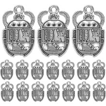 25 ägyptische Skarabäus-Anhänger aus Metall im Vintage-Stil