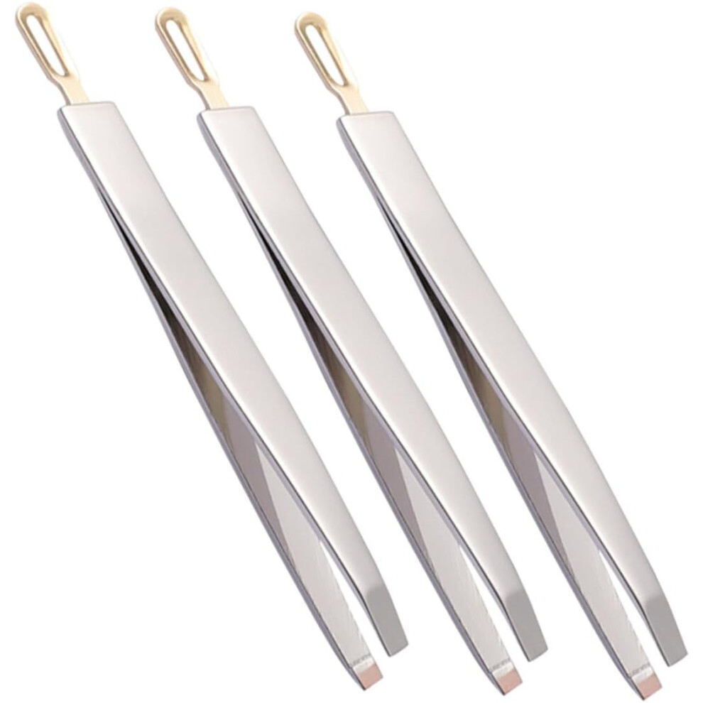 Hkhbjs 3Pcs Stainless Steel Brow Tweezers Blackhead Remover Slanted For Women Eyebrow Grooming Tools Kit