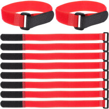 25 Stück rote elastische Klett-Befestigungsgurte 20x300mm Spanngurte für Matten