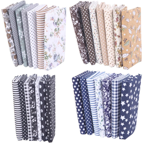 28pcs Patchwork Cotton Fabric Bundle for Handmade DIY Accessories, Coffee and Black Colors