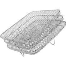 3-lagiger Edelstahl-Heißluftfritteusen-Dampfgarer-Ständer, stapelbarer Dörrgerät-Ständer, Kochgrillrost