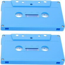 2 casetes de audio vírgenes, caja para casete, diseño retro, plástico resistente, cinta virgen.