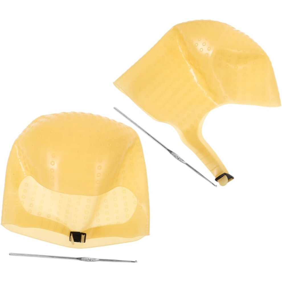 Hkhbjs Silicone Hair Dye Highlighting Cap Set With Hooks, Reusable Hairdressing Highlight Caps