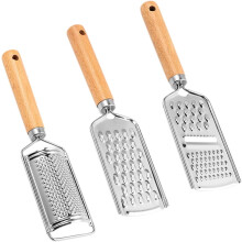 3-teiliges manuelles Gemüsereiben-Set mit Holzgriff, Kartoffel- und Karottenschneider aus Edelstahl