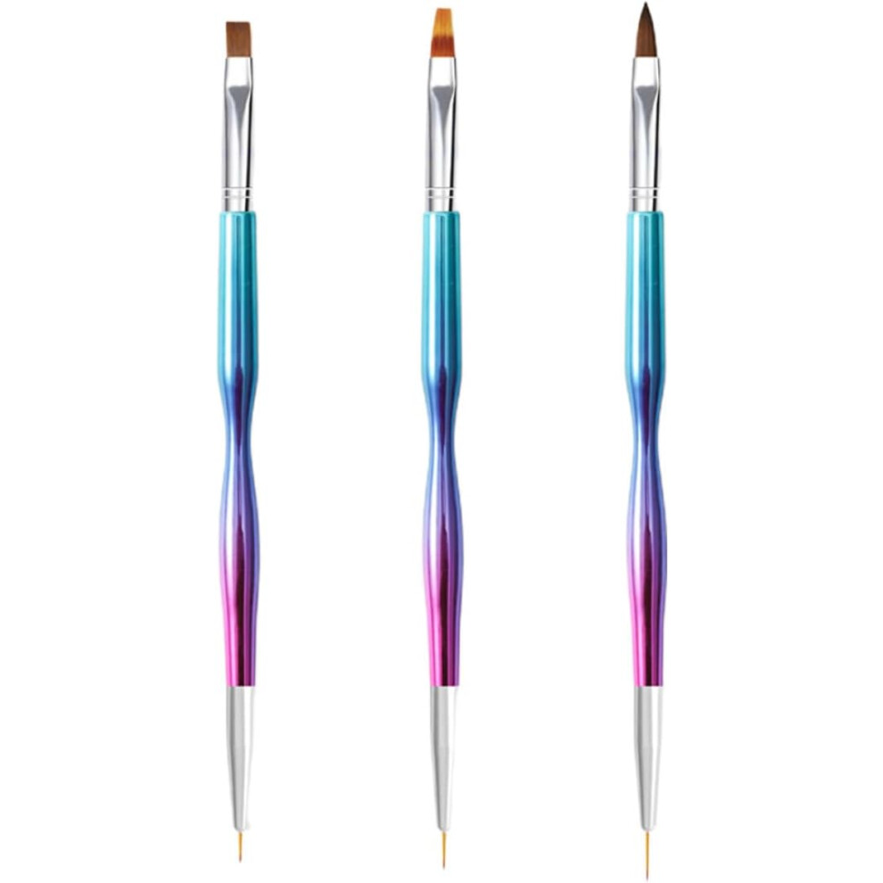 Hkhbjs 3Pcs Nail Art Pen Double Ended Gel Manicure Brushes For Nail Art Design For Home Salon Use