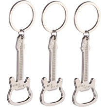 Llavero abrebotellas de guitarra de 3 piezas, de metal, portátil, con diseño creativo y moderno para organizar las llaves.