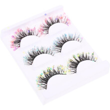 3 Paar natürliche künstliche Wimpern für Damen, Glitzer-Make-up-Wimpernverlängerungen