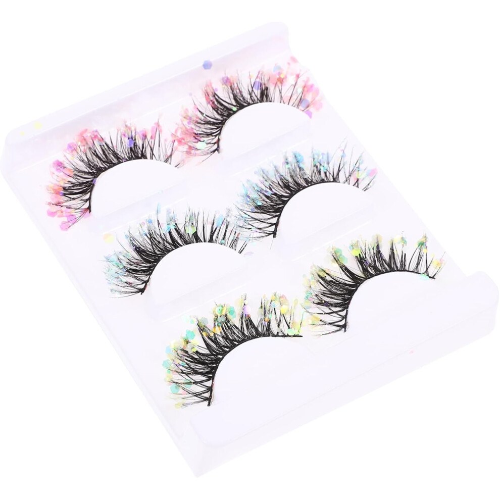 Hkhbjs 3Pairs Natural False Eyelashes For Women Glitter Makeup Lashes Extensions