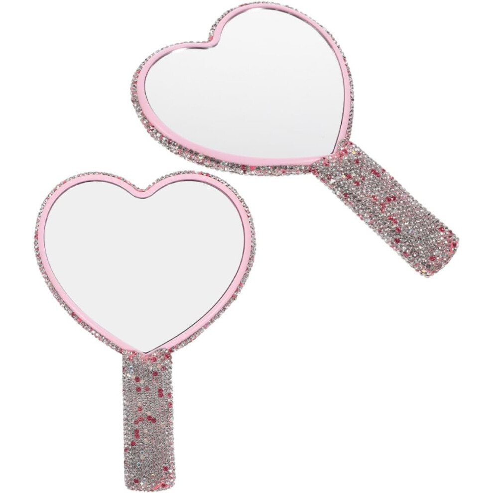Hkhbjs 2Pcs Handheld Heart Shaped Mirror Portable Heart Makeup Mirror Heart-Shaped Hand