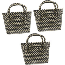 3er-Set Damen-Handtaschen, gewebt, Strandkorb, modische Freizeittasche für Shopping, Dates, Arbeit, Sommerstrand