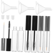 Leeres Mascara-Tuben-Behälter-Set, 9-teilig, 10 ml, schwarze Wimpernbürste