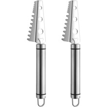 2 herramientas para desescamar pescado, herramienta de limpieza de pescado, mango ergonómico de acero inoxidable, removedor de escamas eficaz.