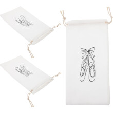 3 sacchetti bianchi per scarpette da ballo con chiusura a coulisse, materiale anti-pelucchi