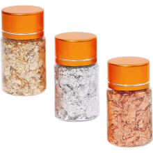 Nagelgoldfolie und Glitzer-Nagelkunstfolien-Set, 3 Fläschchen à 3 g, für Maniküre-Dekoration, für Zuhause und Salon