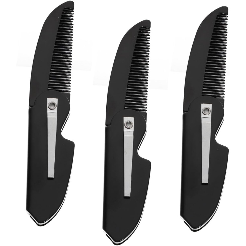 Hkhbjs Black 3Pcs Male Beard Styling Combs Foldable Beard Grooming Tools