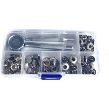 Juego de 83 piezas de cierres de botón a presión de metal de acero inoxidable con hebilla de resorte, kit de accesorios para manualidades DIY