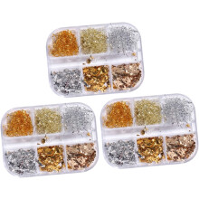 Nagelkunst-Set mit Goldfolienfragmenten, Glitzer-Nagelpailletten für DIY-Maniküre im Heimstudio