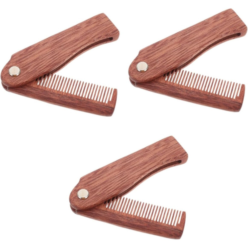 Hkhbjs 3Pcs Folding Beard Comb Wooden Pocket Comb Hair Accessory For Mustache Household Hair Use