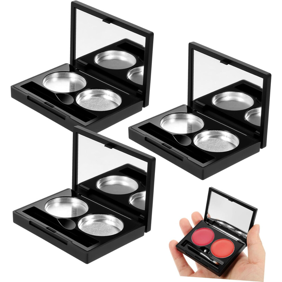 Hkhbjs 3Sets Eyeshadow Box Double Pan Empty Refillable Eyeshadow Cases For Cosmetic Packaging Girls Supply