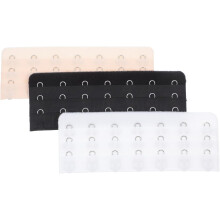 3-teiliges BH-Verlängerungsset, 3 Reihen, 7 Haken, Edelstahl, verstellbar, in Weiß, Schwarz und Nude.