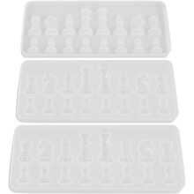 3 Silikon-Schachformen für DIY-Schachsets aus Kunstharz, Gießwerkzeuge für Polymerclay, Schmuck- und Kristallkunst