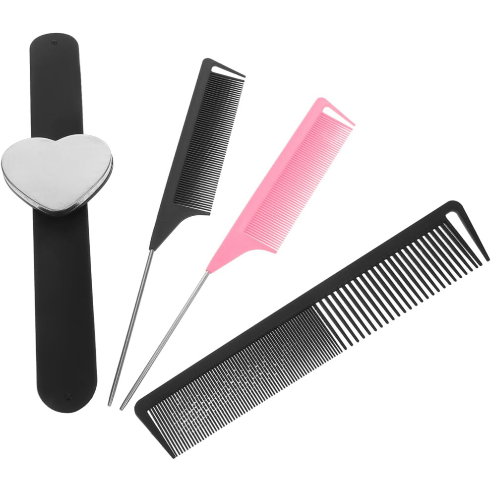 Hkhbjs Unisex 4Pcs Salon Comb Steel Tail Combs Fine Wide Tooth Magnetic Wrist Pin Holder Hairdressing Accessory