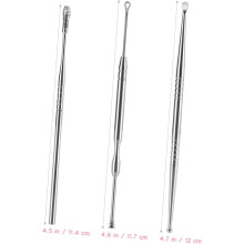 3-teiliges Ohrenlöffel-Set aus Edelstahl mit kleiner Bürste zur Ohrenschmalzentfernung