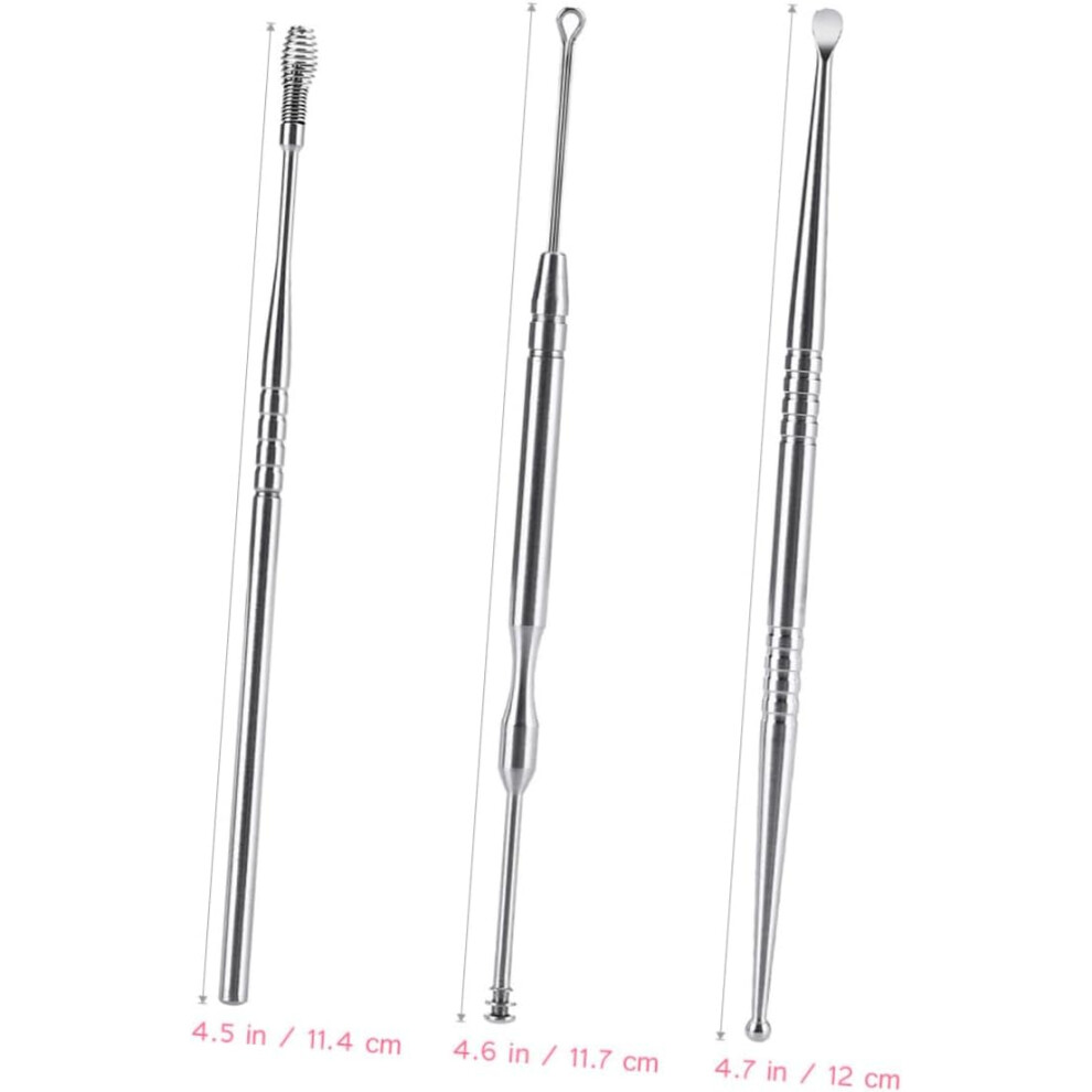 Hkhbjs 3Pcs Stainless Steel Ear Spoon Set Earwax Removal Tool With Small Brush