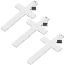 3-teiliges Set schlichter Kreuzanhänger, 17 x 32 mm, Edelstahl