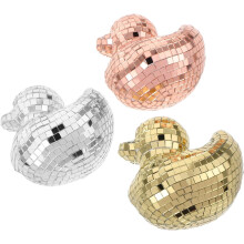 3-teiliges Set verspiegelter Disco-Entenfiguren mit reflektierender Glasoberfläche und leichtem Schaumstoffdesign