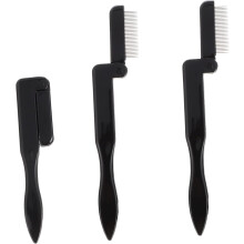 Set di 3 pettini pieghevoli per sopracciglia e ciglia, mini in acciaio inossidabile, curvi, neri, per la cura delle sopracciglia.