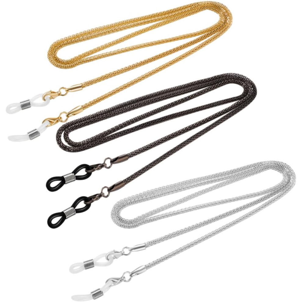 Hkhbjs 3Pcs Anti-Slip Glasses Chain Set, Electroplated Alloy Spectacles Hanging Neck