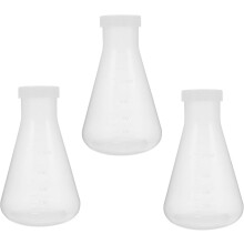 Lot de 3 flacons coniques Erlenmeyer de laboratoire scientifique professionnel, gradués