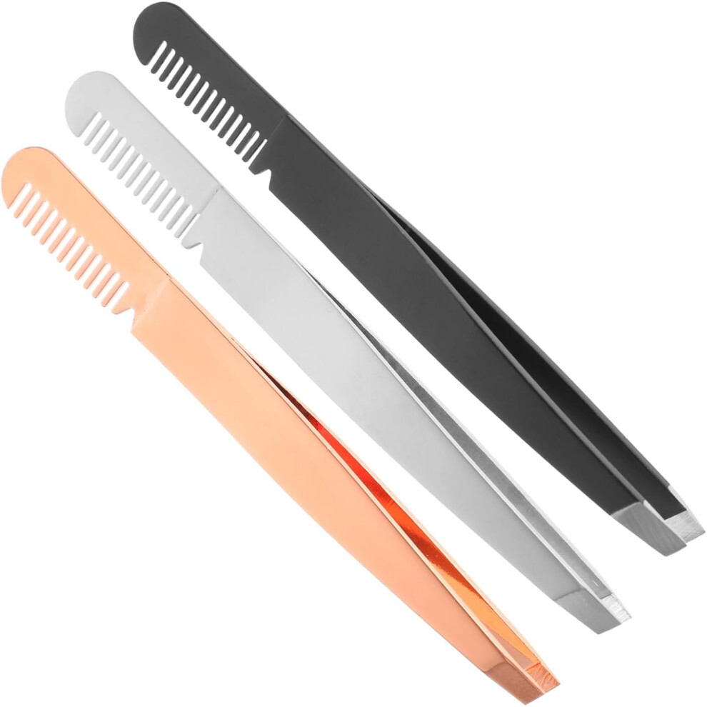 Hkhbjs 3Pcs Tweezer Comb Stainless Steel Eyebrow Tweezers Eyebrow Clamps For Makeup Tools