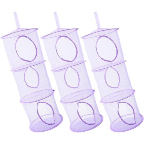 Hamac pour peluches (lot de 3), hamac multicouche en polyester pliable, design en maille.