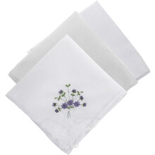 3er-Pack Damen-Stickerei-Taschentücher, quadratische Baumwolltaschentücher mit Blumenmuster und Vintage-Spitzenecken
