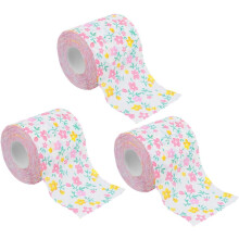 Lot de 3 rouleaux de papier toilette imprimé à motifs floraux décoratifs, idéal pour la maison, le bureau, le camping et les voyages.