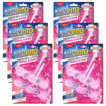 (Tropical Blossom) 6 Pack Power Toilet Rim Block Cleaner (Twin Pack), Clear Water Toilet Rim Block with Anti-Limescale, Cleaning Foam,