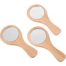 3er-Set handliche Mini-Taschenspiegel aus Holz zum Schminken