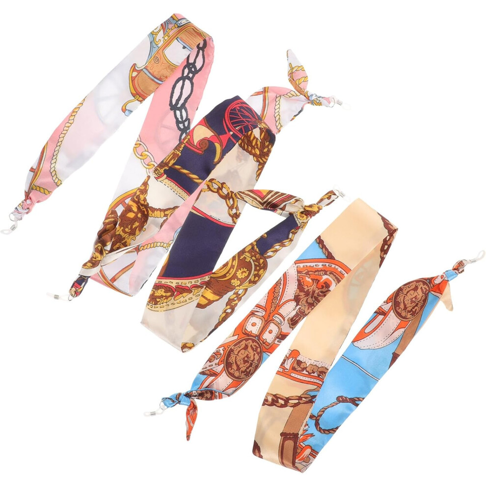 Hkhbjs 3Pcs Stylish Silk Scarf Glasses Lanyards With Anti-Loss Function For Masks And Glasses
