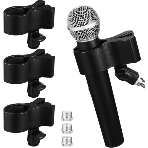 3 Pcs Microphone Clip Holders Mic Holder Clips Black Abs Plastic Reusable Vibration Noise Reducing