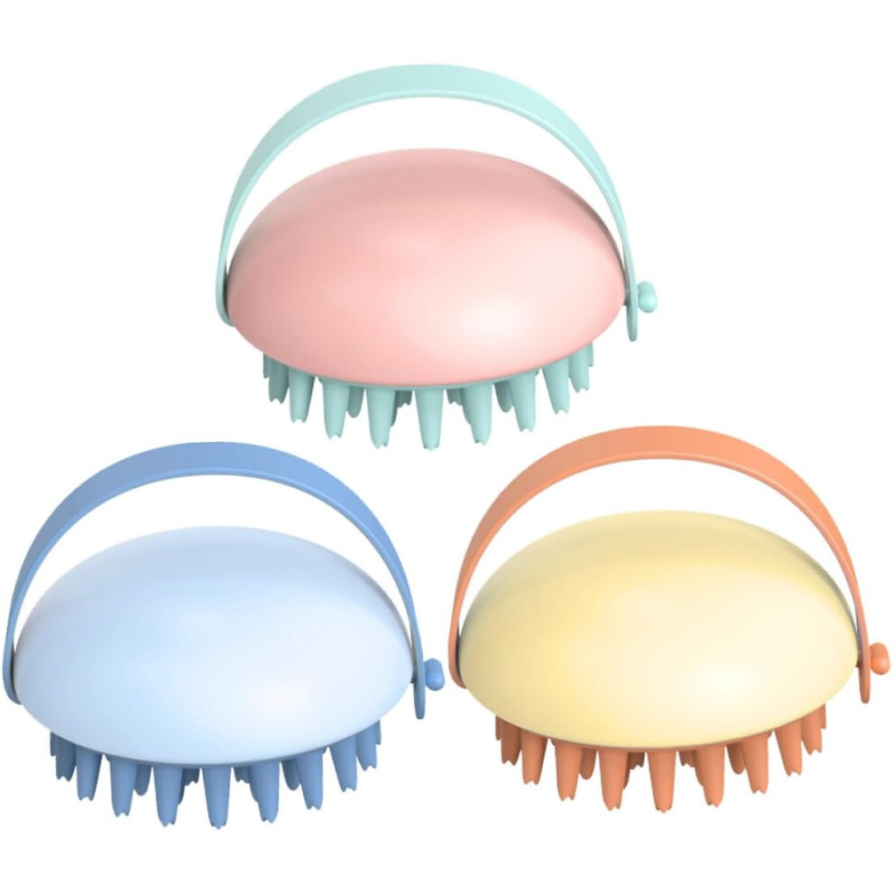Hkhbjs Yellow/Blue/Pink Spa Shampoo Brush 3Pcs Scalp Massage Comb With Elastic Tpr Bristles Wet Dry Use Scalp Scrubber