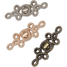 Lot de 3 paires de boutons de fermeture vintage chinois en métal pour manteaux Cheongsam, accessoires de couture DIY