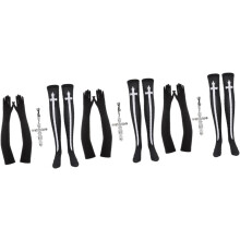 3er-Set Nonnenkostüm-Accessoires: Nonnenstrümpfe für Halloween-Cosplay, Oberschenkelhohe Socken für Erwachsene.