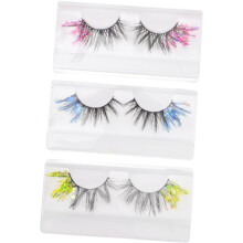 3 Paar fluoreszierende Glitzer-Wimpern, bunte 3D-Cosplay-Wimpern, leicht und dekorativ