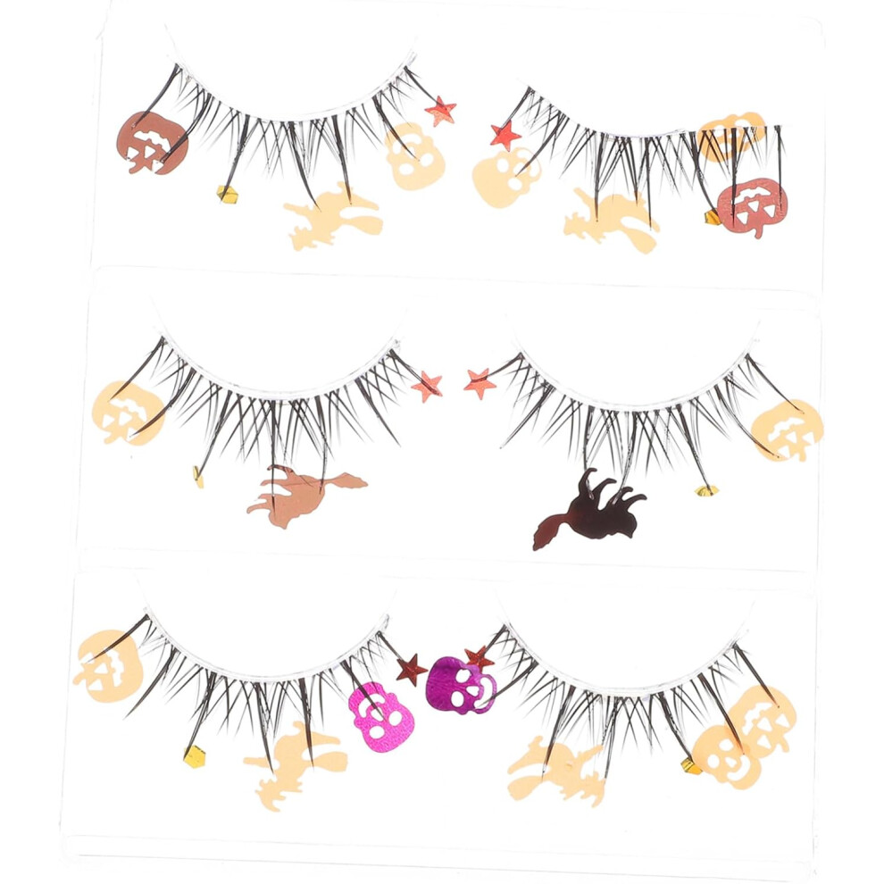 Hkhbjs 3Pairs Halloween False Eyelashes Sequin Eyelashes For Witch Cosplay Stage Performance Party Makeup