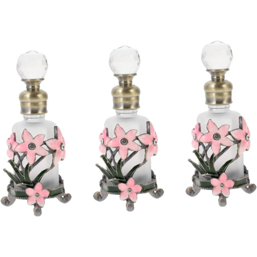 Hkhbjs 3Pcs Vintage Perfume Bottle Empty Fragrance Bottle Glass Aroma For Essential Oil Roller Perfume Travel Refillable