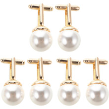 3pairs Classic Pearl Business Cufflinks for Men Per Pack Chic Cufflink for Wedding Suit Cuff Links for Formal Occasions