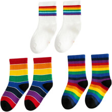 3 Paar atmungsaktive Baumwoll-Röhrensocken für Kinder, verschiedene Farben