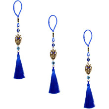 3-teiliges Set antiker Kupfer-Eulenanhänger mit blauen Augen, Quasten, Schlüsselanhänger-Accessoires, Fensterdekoration